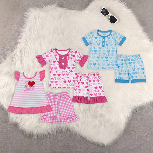 RTS NO MOQ baby girls Clothes birthday short sleeve shorts Sets