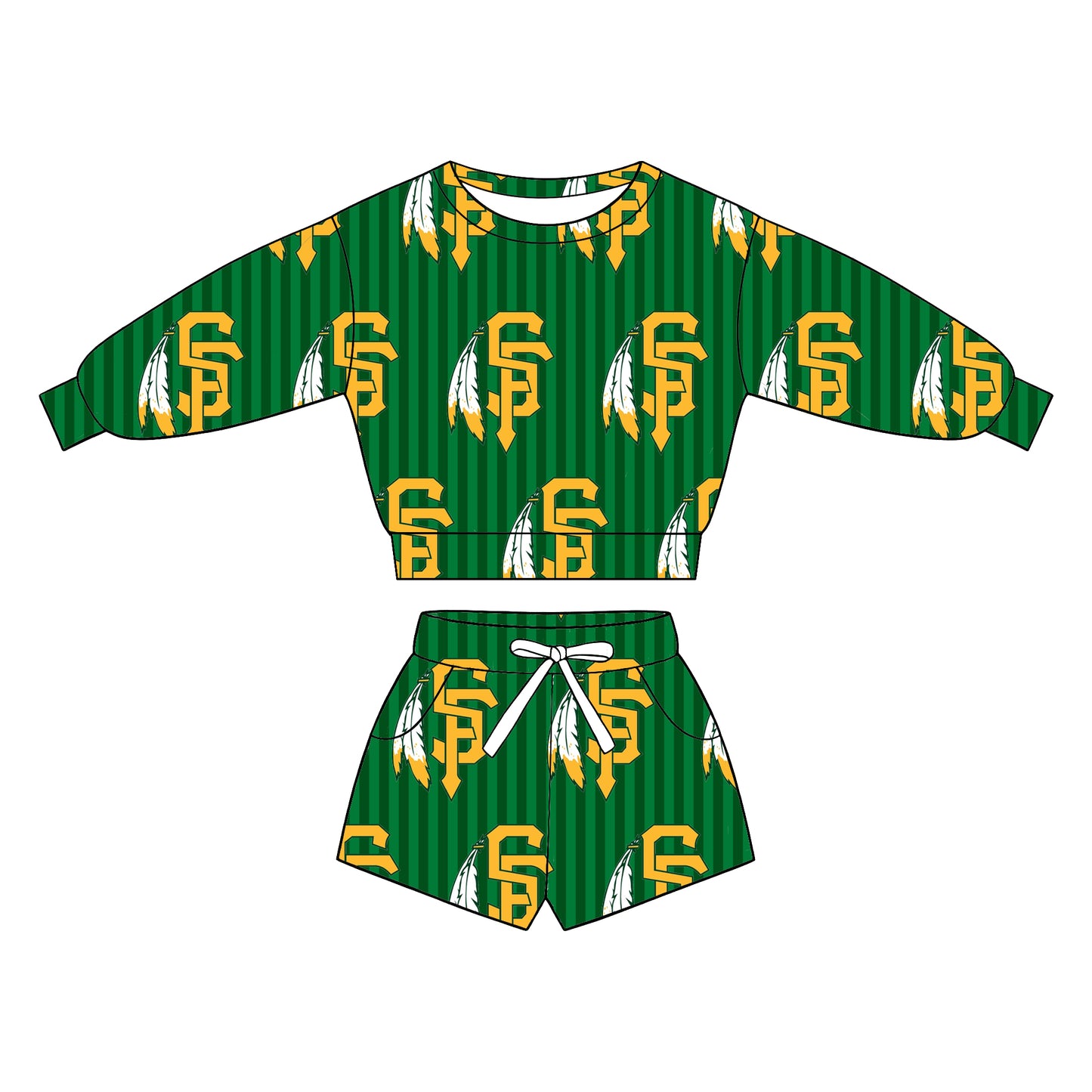 custom moq 5 mix size  XY072108 Baby Kids Stripe Long Sleeve Top Drawstring Shorts Team Casual Set