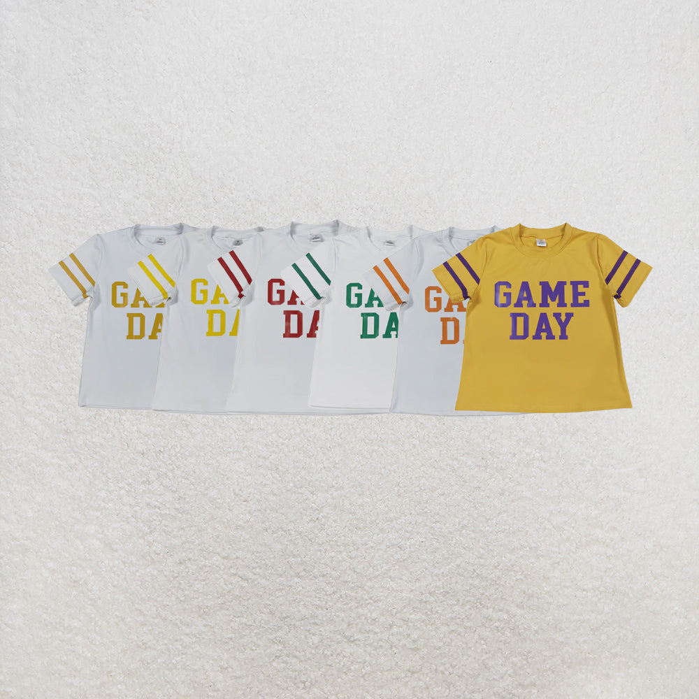 RTS NO MOQ Sibling Baby Girls Game Day Yoga Active Tee Shirts Tops
