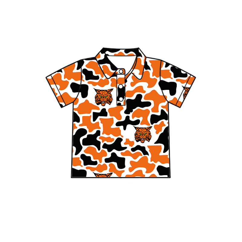 custom moq 5 mix size XY062908 Baby Boys Camouflage Print Short Sleeve Button Polo Shirt Top