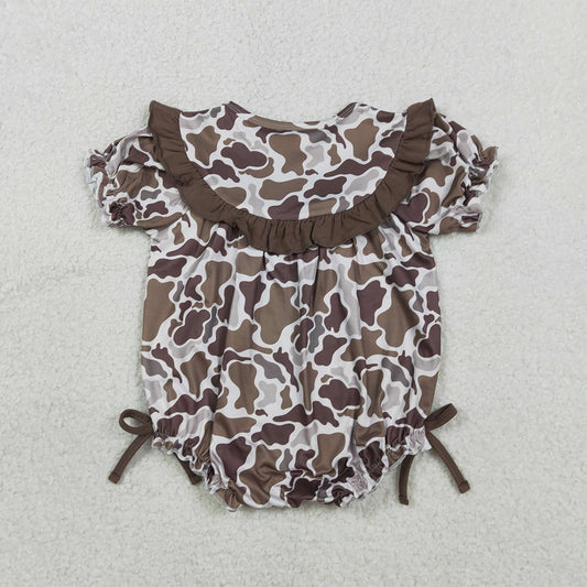 RTS NO MOQ SR3888 Mama's Bestie Camouflage Girls Romper Short Sleeves Embroidery Outfit for Little Girls