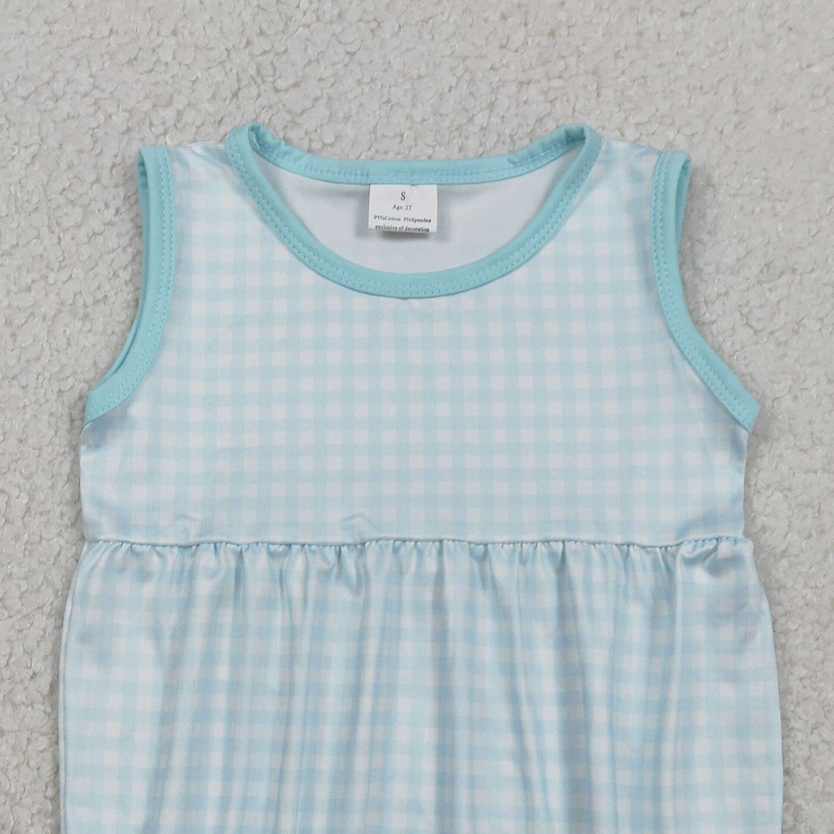 RTS NO MOQ SR3554 Baby Boys Blue Checked Rompers Sleeveless