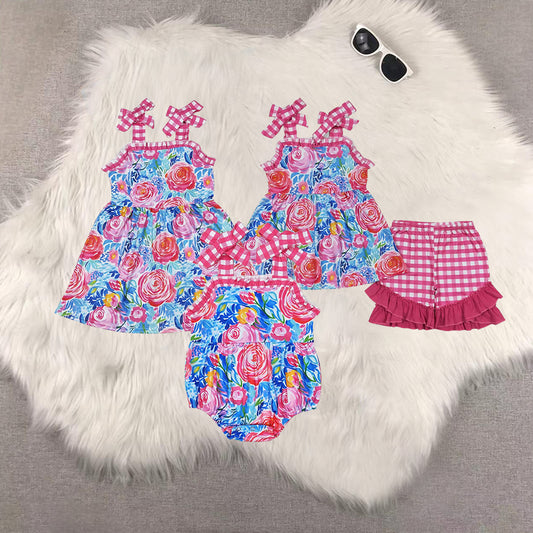 RTS Sibling Sbaby girls clothes Short Sleeve Shorts sets dress romper