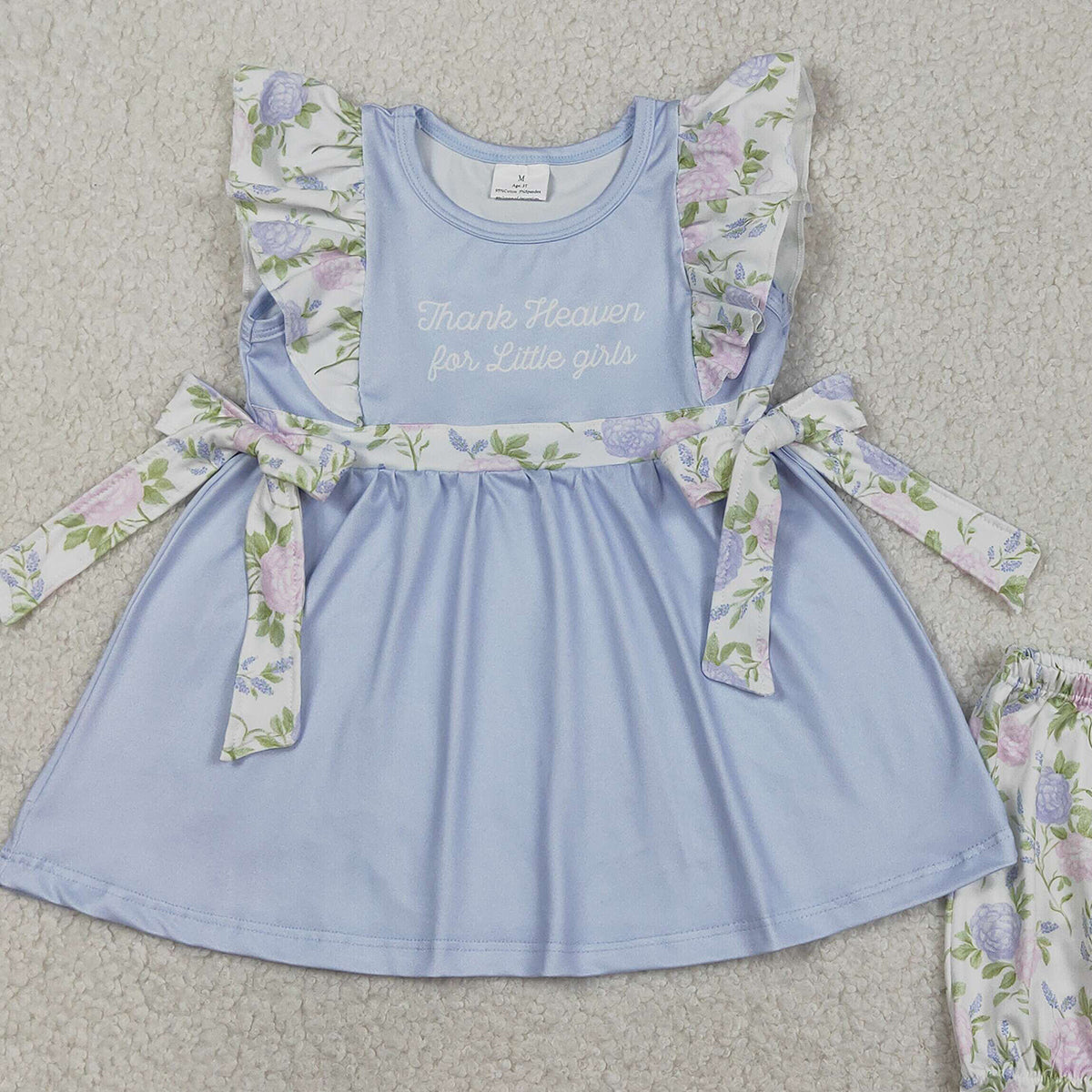 RTS NO MOQ GSSO2846 Baby Girl's Floral Tunic And Ruffle Shorts Outfit