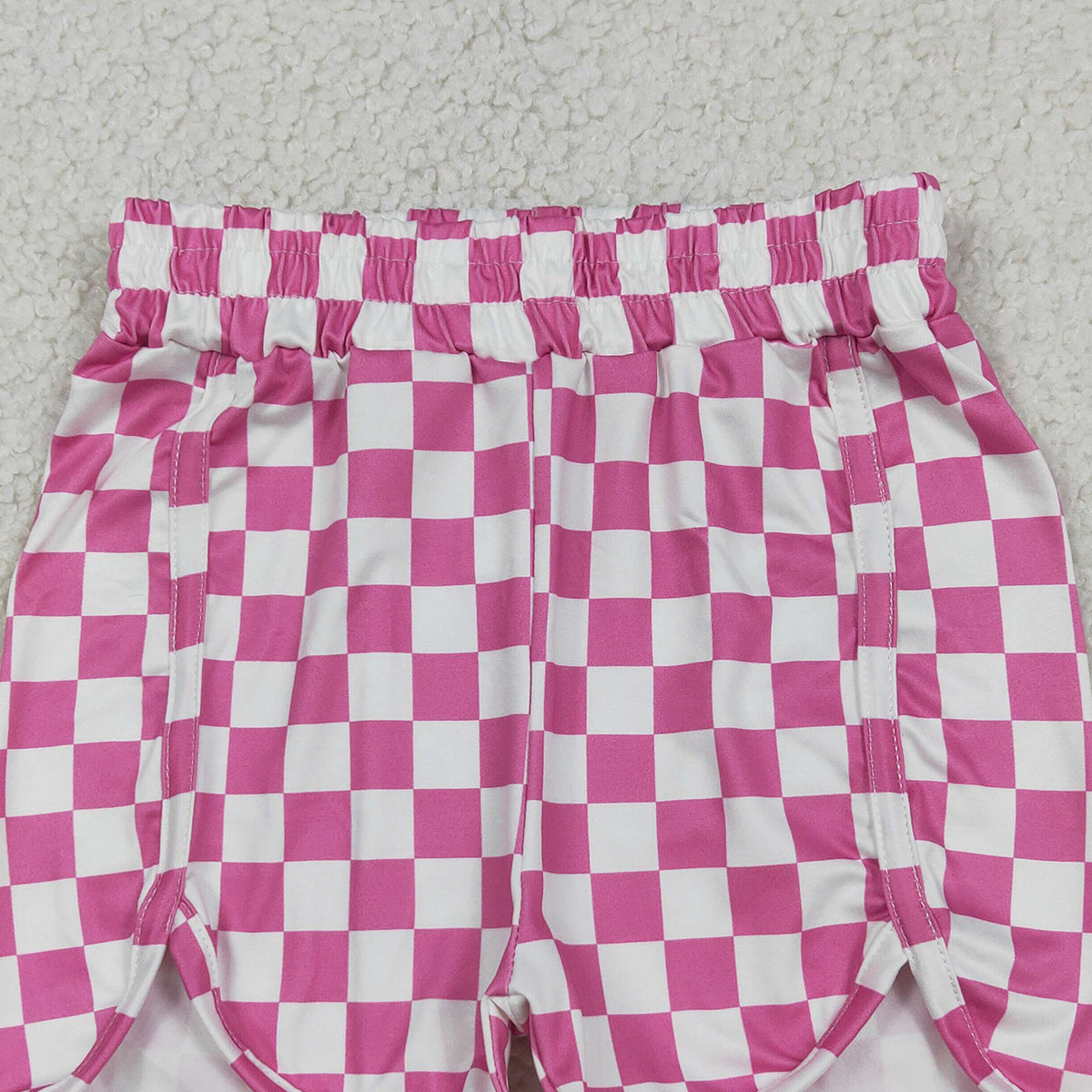 RTS NO MOQ SS0431 Baby Girls Daily Wear White Pink Checkered Shorts Bottoms