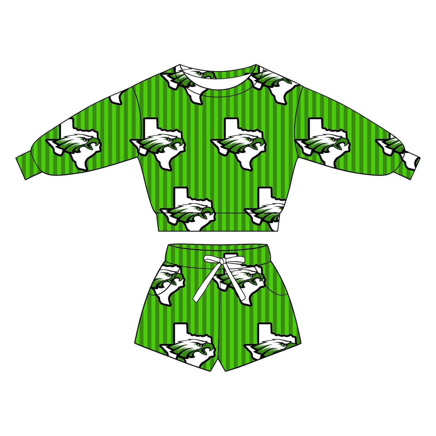 custom moq 5 mix size XY071508 Baby Kids Stripe Long Sleeve Top Drawstring Shorts Team Clothes Set