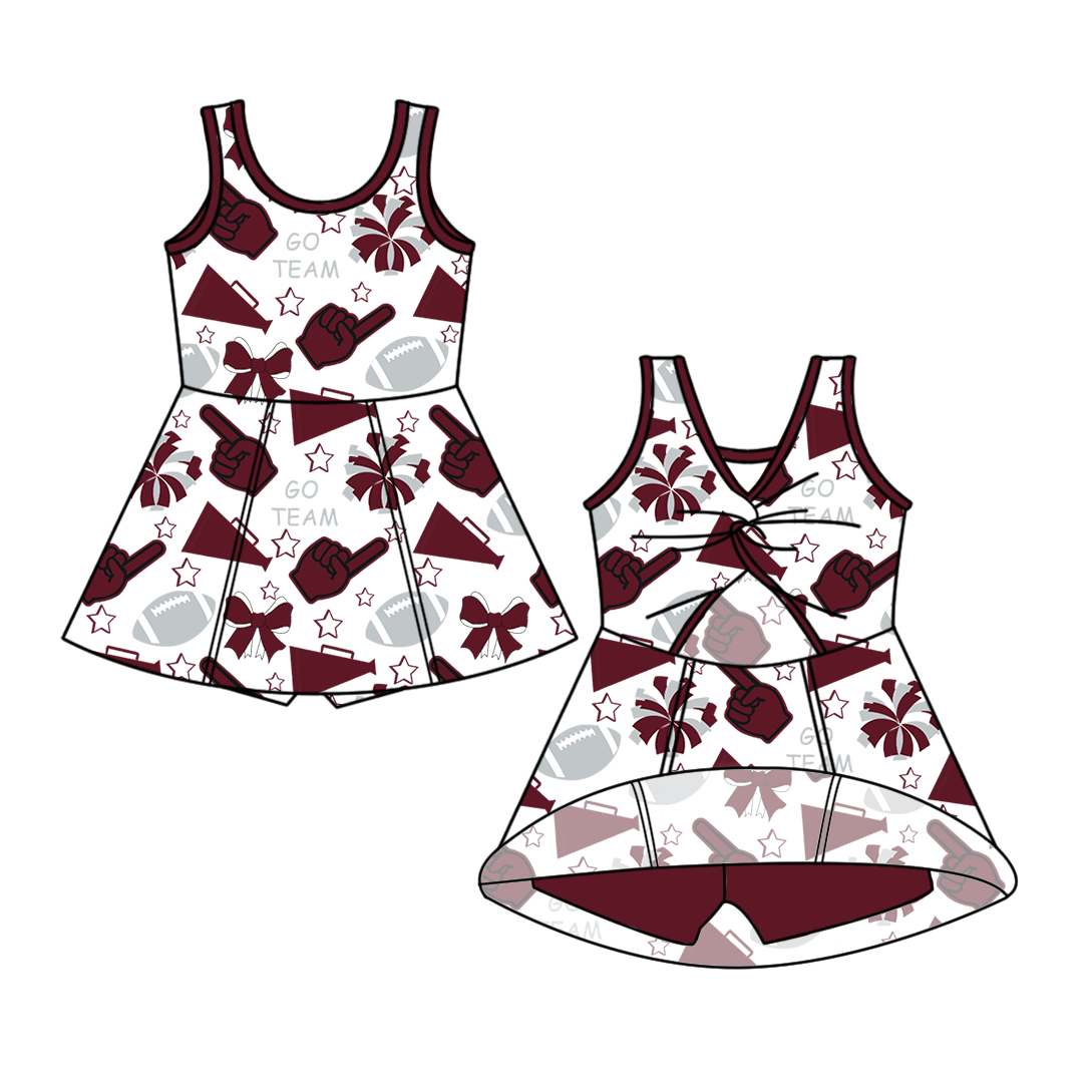 Custom moq 5 mix sizes summer teams baby girls clothes team brick red short sleeve skirts shorts sets and dress-25.6.7