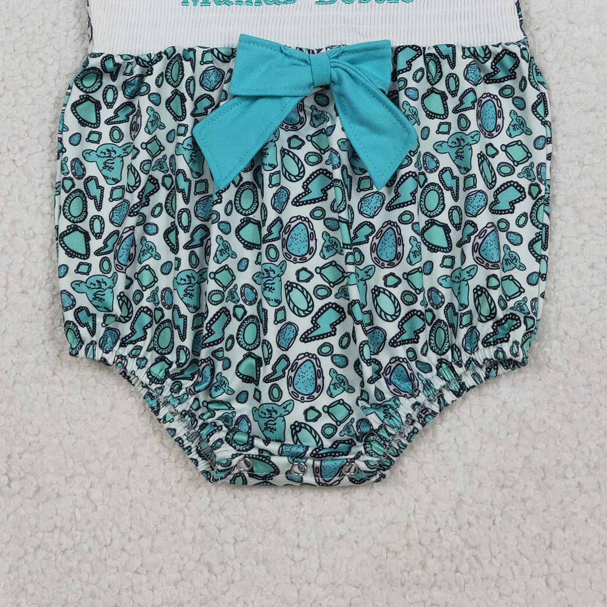 RTS NO MOQ SR3863 Smocked Mama's Bestie Baby Girls Collar Western Ruffle Rompers Cute Baby Outfit Summer Clothes for Infants