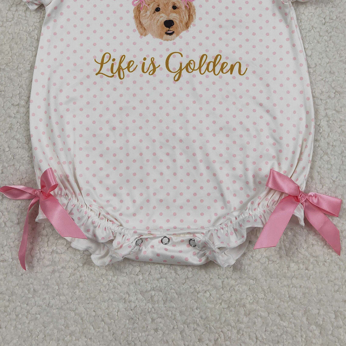 RTS NO MOQ SR3779 Baby Girls Pink Polka Dots Ruffle Rompers