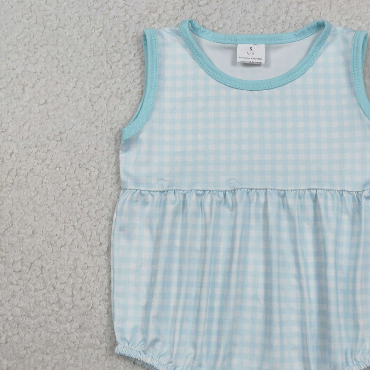RTS NO MOQ SR3554 Baby Boys Blue Checked Rompers Sleeveless