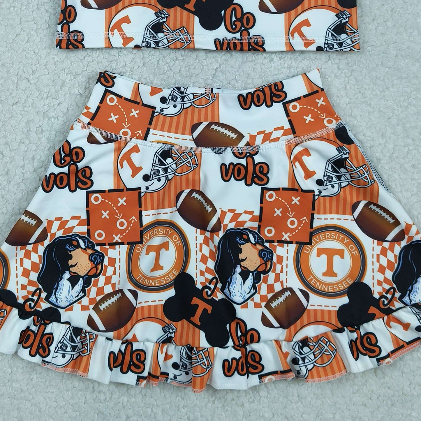 RTS NO MOQ GSD3613 Baby Girls Football Vest Ruffle Skirt Yoga Active Team Clothes