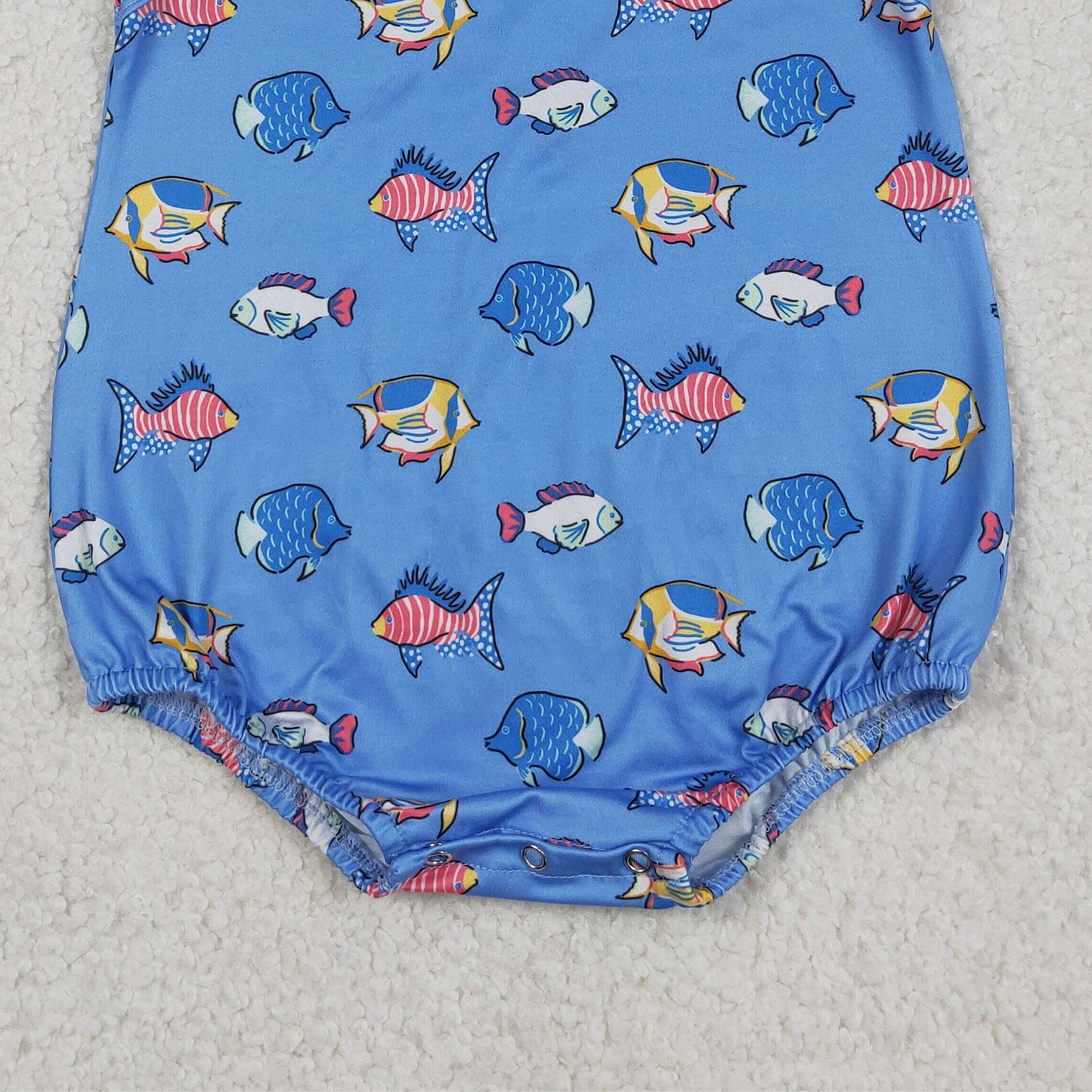 RTS NO MOQ milk silk SR4151  Baby Boys Cute Sleeveless Red Blue Fishes 4th of July Romper