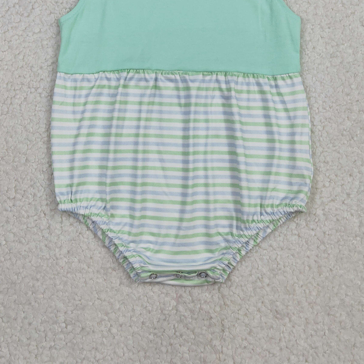RTS NO MOQ SR3894 Baby Boys Sleeveless Green Stripe Rompers Summer Rompers Baby Clothes for Boys
