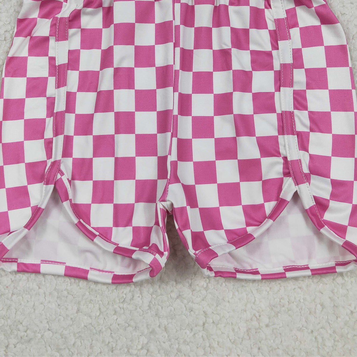 RTS NO MOQ SS0431 Baby Girls Daily Wear White Pink Checkered Shorts Bottoms