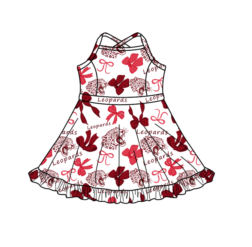 custom moq 5 mix size XY070108 Baby Girls Bows Print Strap Knee Length Yoga Skort Dress Team Outfit