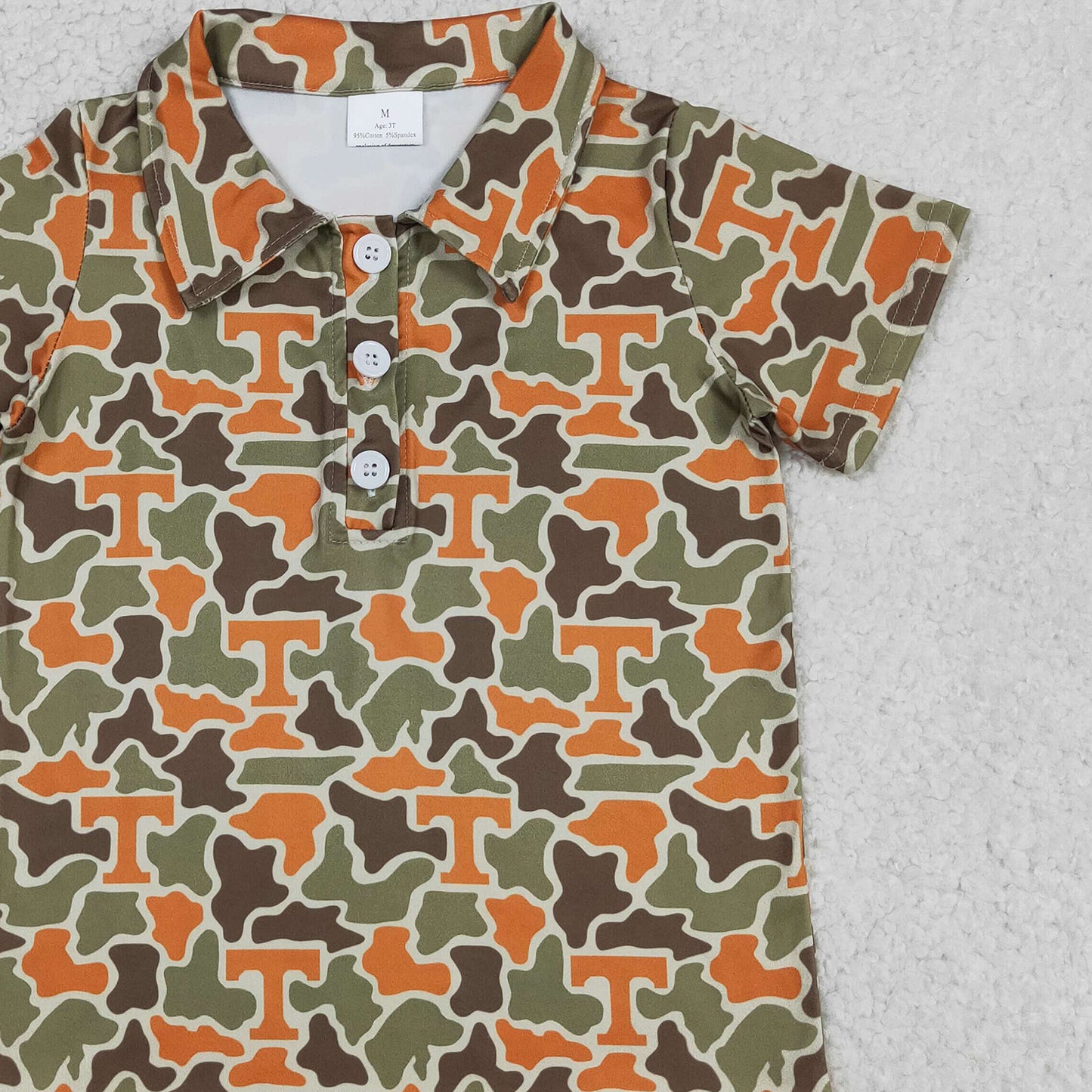 RTS NO MOQ milk silk BT1696 Baby Boys Short Sleeve Southern Camo Team Casual Button Polo Shirts Top