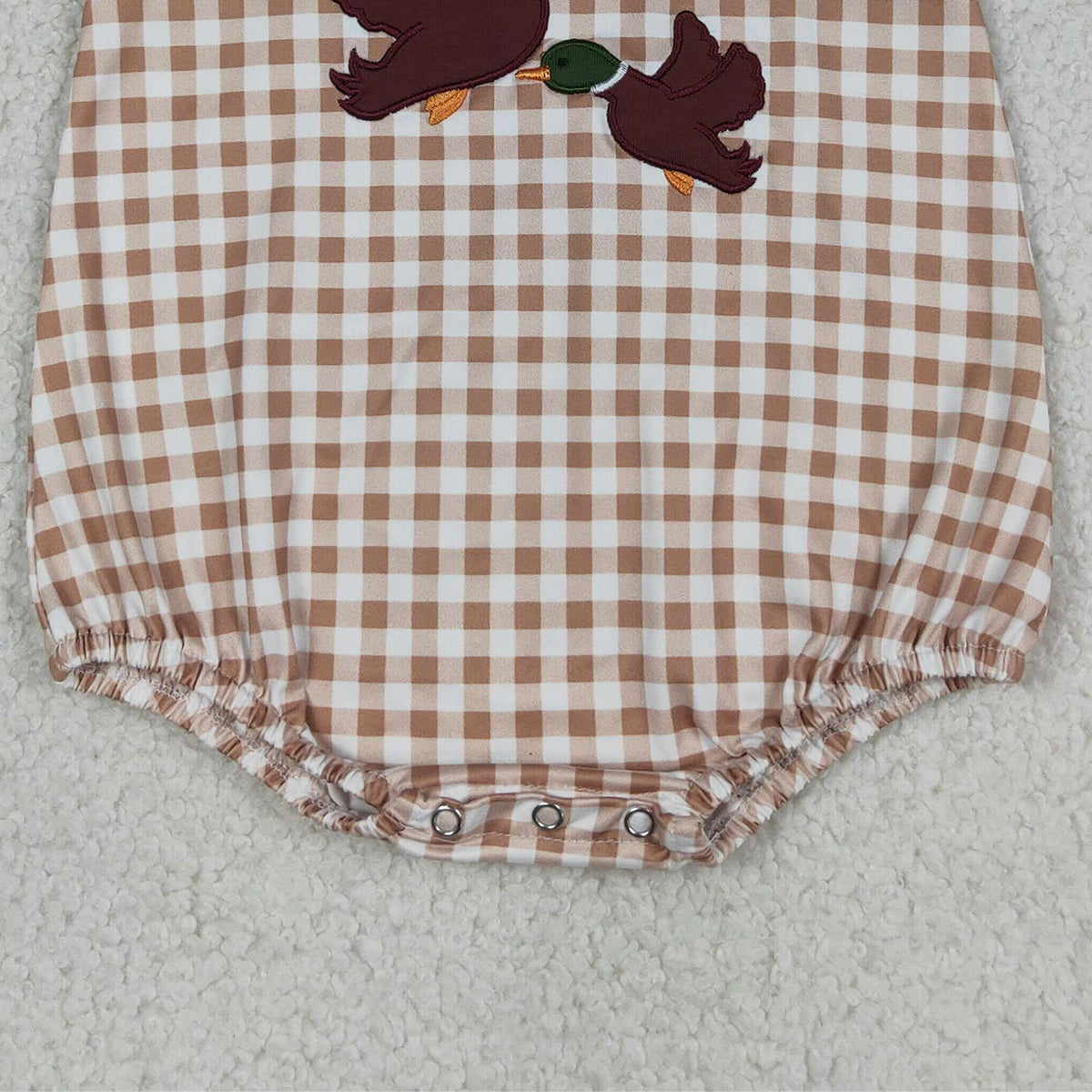 RTS NO MOQ SR3958 Baby Boys Embroidery Ducks Sleeveless Rompers Checked Hunting Clothes