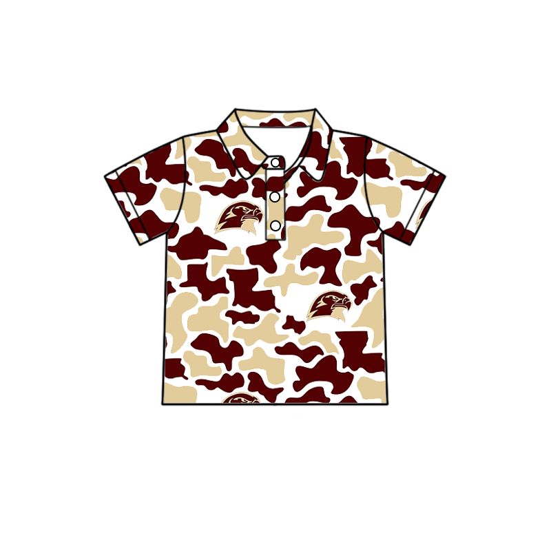 custom moq 5 mix size XY062908 Baby Boys Camouflage Print Short Sleeve Button Polo Shirt Top