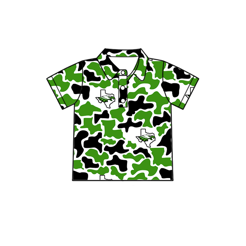 custom moq 5 mix size XY062908 Baby Boys Camouflage Print Short Sleeve Button Polo Shirt Top