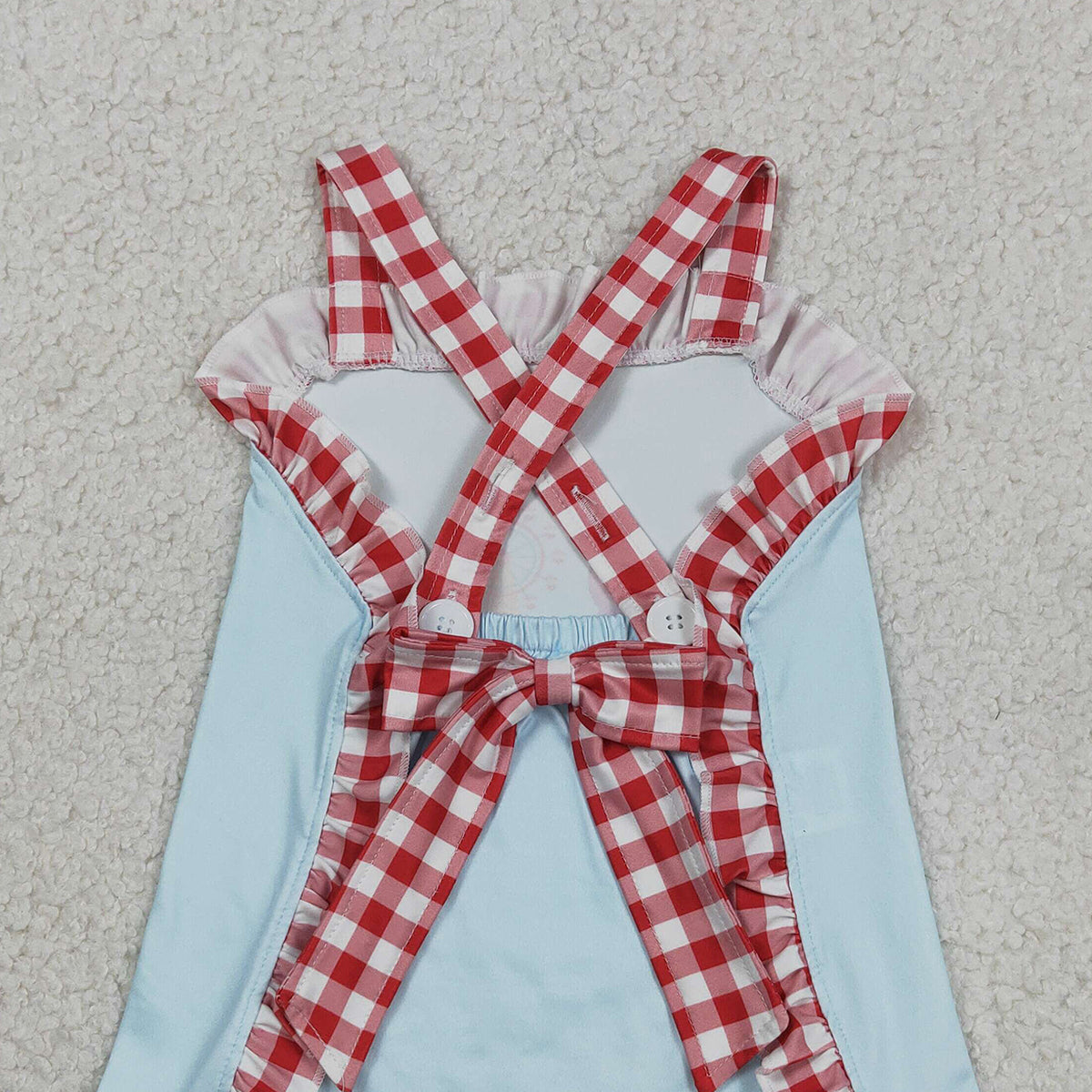 RTS NO MOQ SR3055 Baby Girls Ruffle Rompers with Strap Park Back Bows Cute Outfit