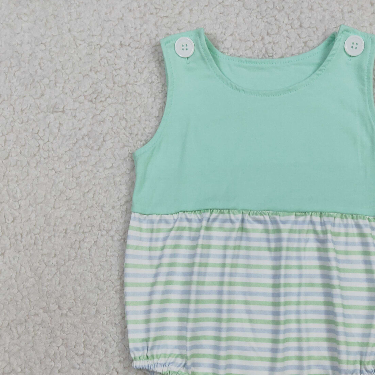 RTS NO MOQ SR3894 Baby Boys Sleeveless Green Stripe Rompers Summer Rompers Baby Clothes for Boys