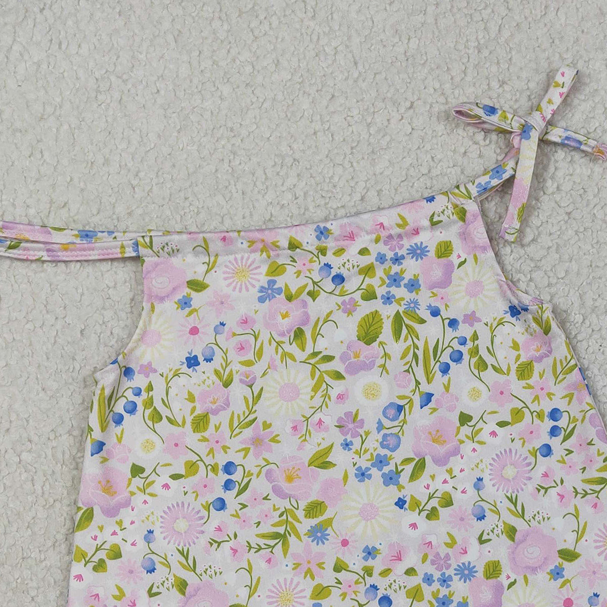 RTS NO MOQ GSSO2778 Baby Girls Pink Strap Floral Tunic Ruffle Shorts Outfit Set Cute Baby Girl Clothing Set
