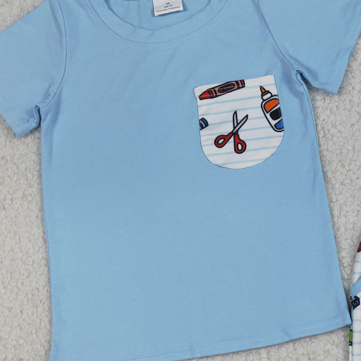 RTS NO MOQ BSSO1921 Baby Boys Back to School Clothes Set with Apples Pencils Top And Shorts