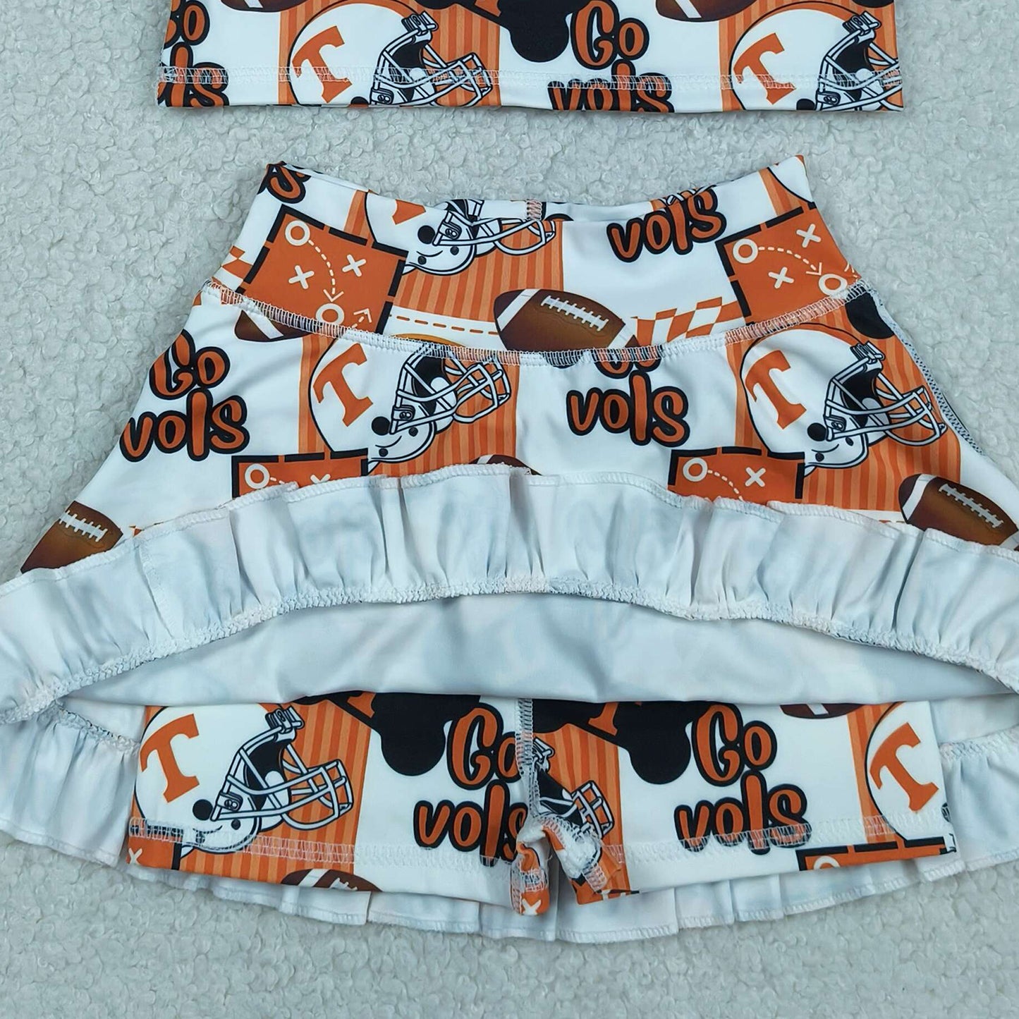 RTS NO MOQ GSD3613 Baby Girls Football Vest Ruffle Skirt Yoga Active Team Clothes