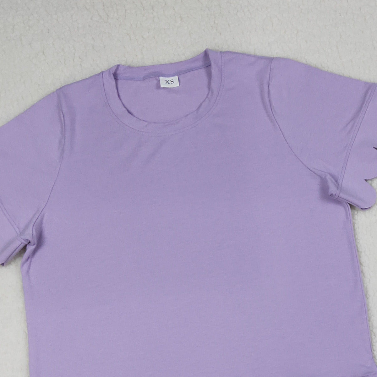 RTS NO MOQ GSSO3199 Adult Women's Lavender Short Sleeve Shirt with Pockets Short Scallop  Clothing Set