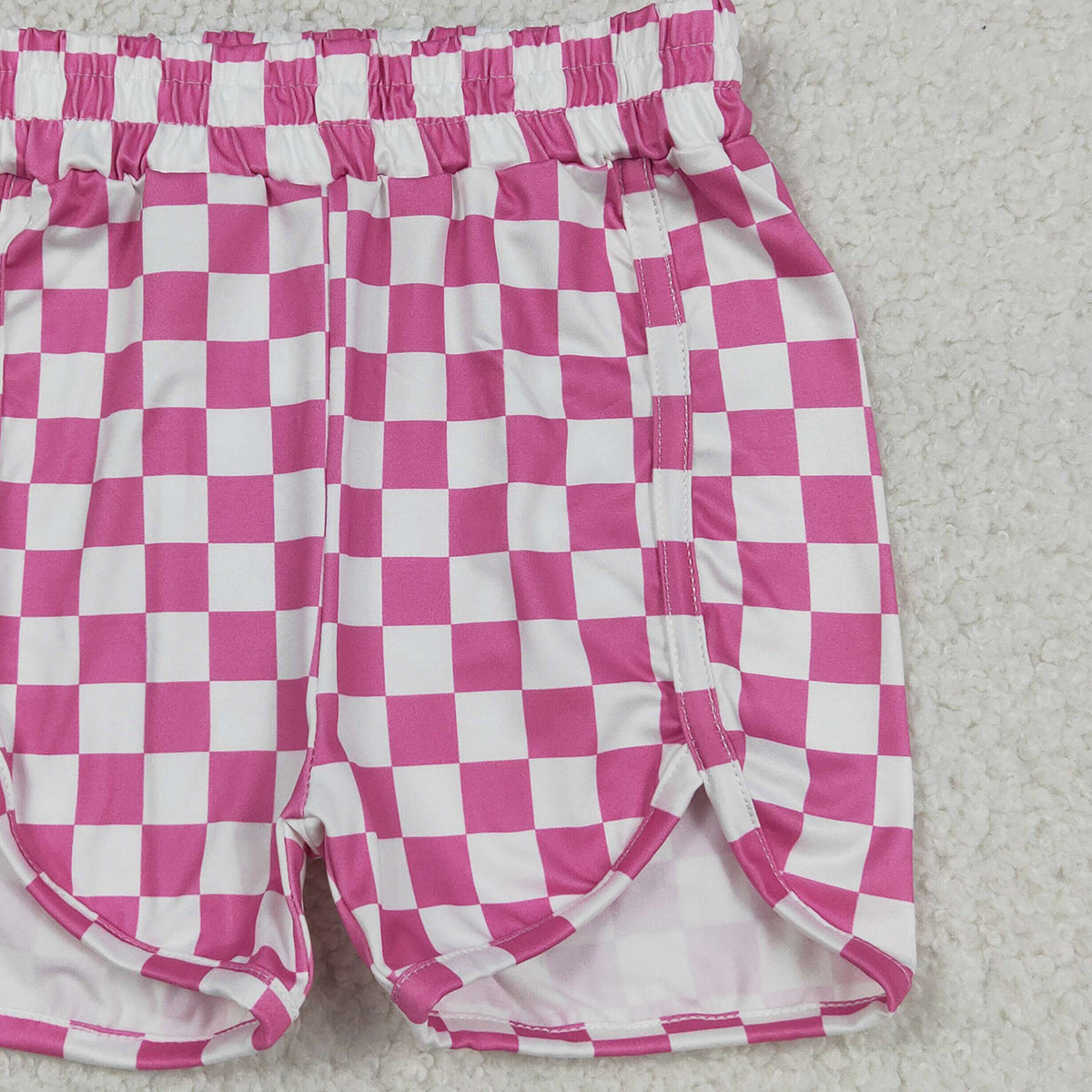 RTS NO MOQ SS0431 Baby Girls Daily Wear White Pink Checkered Shorts Bottoms