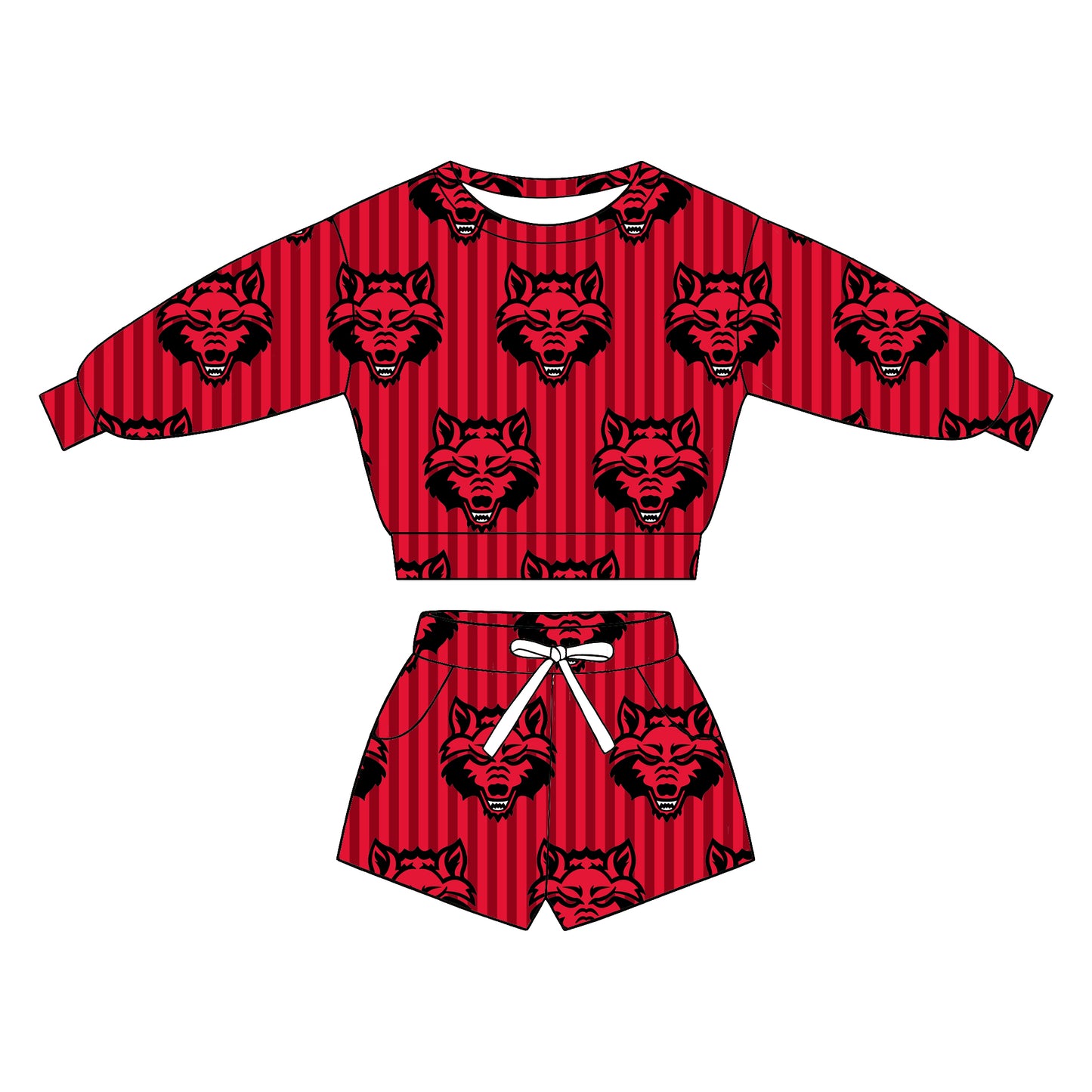 custom moq 5 mix size XY071508 Baby Kids Stripe Long Sleeve Top Drawstring Shorts Team Clothes Set