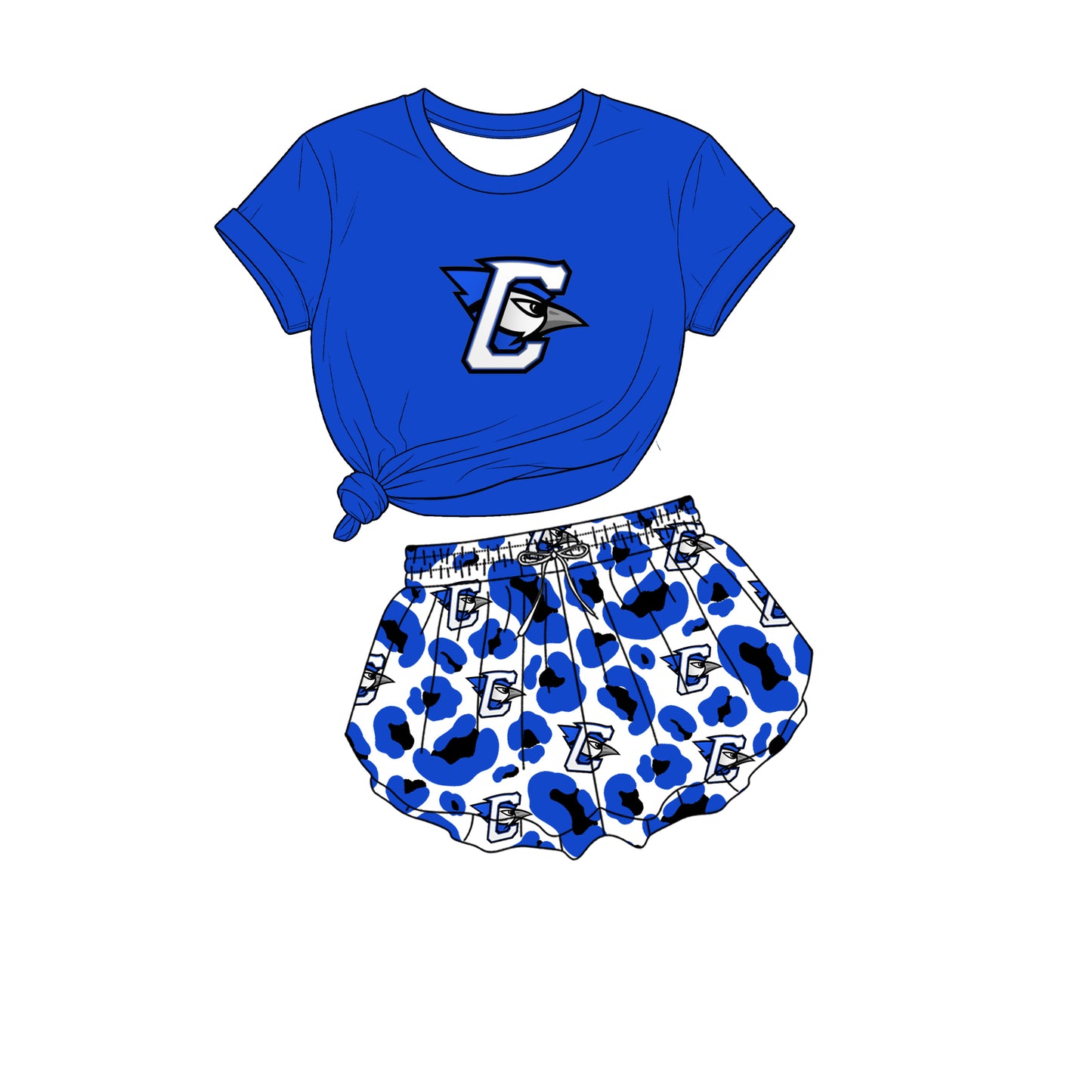 custom moq 5 mix size XY071608 Baby Girls Short Sleeve Crew Neck Top Leopard Print Yoga Shorts Team Outfit Set