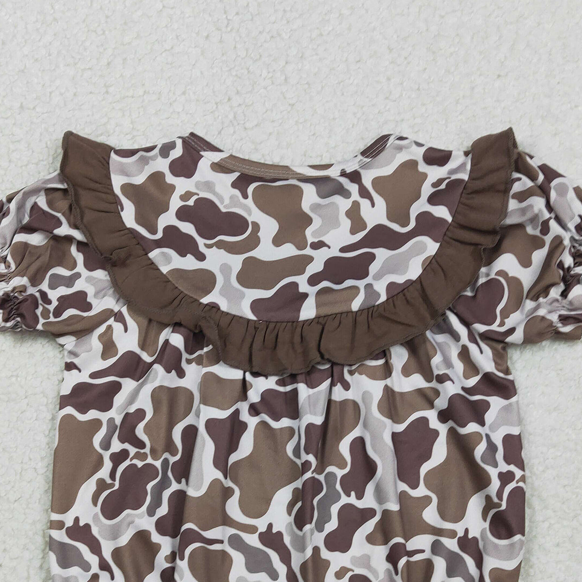 RTS NO MOQ SR3888 Mama's Bestie Camouflage Girls Romper Short Sleeves Embroidery Outfit for Little Girls