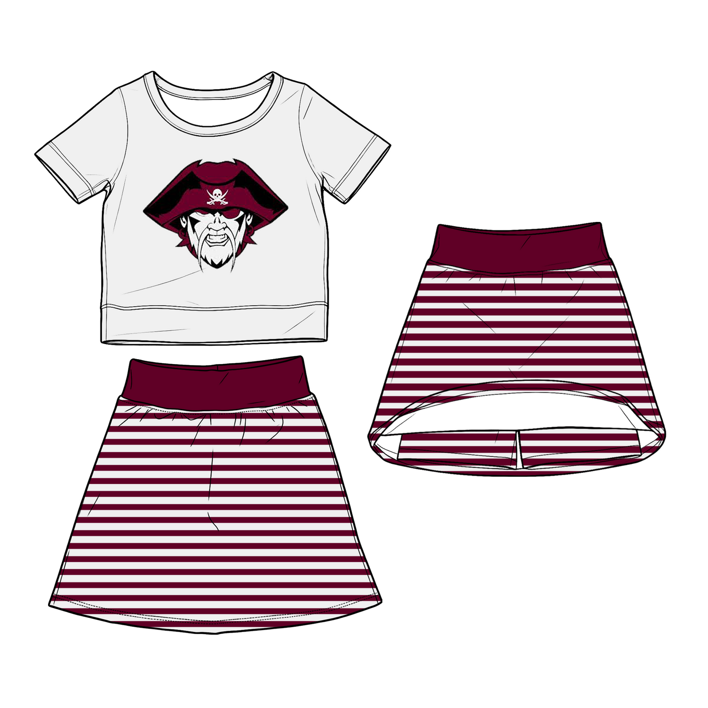 custom moq 5 mix size XY070208 Baby Girls Summer Short Sleeve Top Striped Skirt Clothes Set