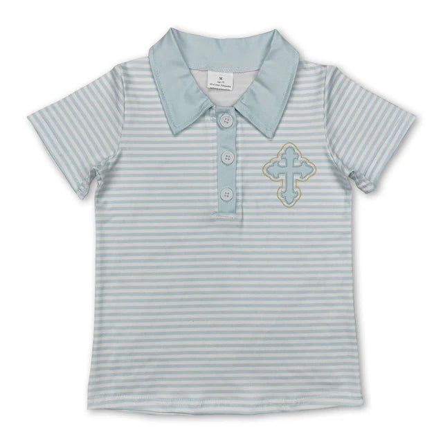 RTS NO MOQ Sibling Baby Boys Stripes Short Sleeve Tee Pullovers Tops