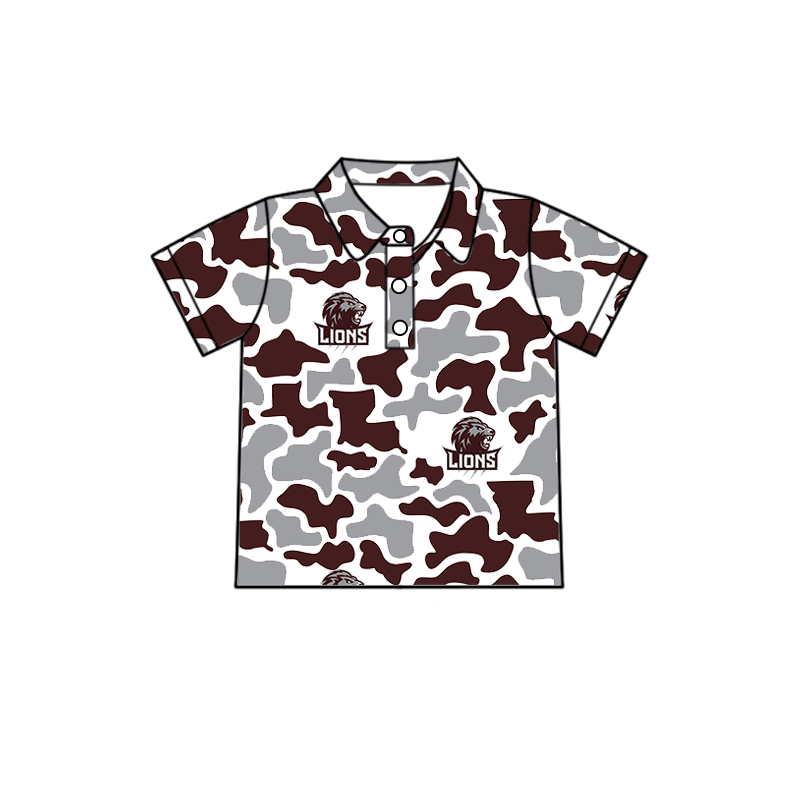 custom moq 5 mix size XY062908 Baby Boys Camouflage Print Short Sleeve Button Polo Shirt Top