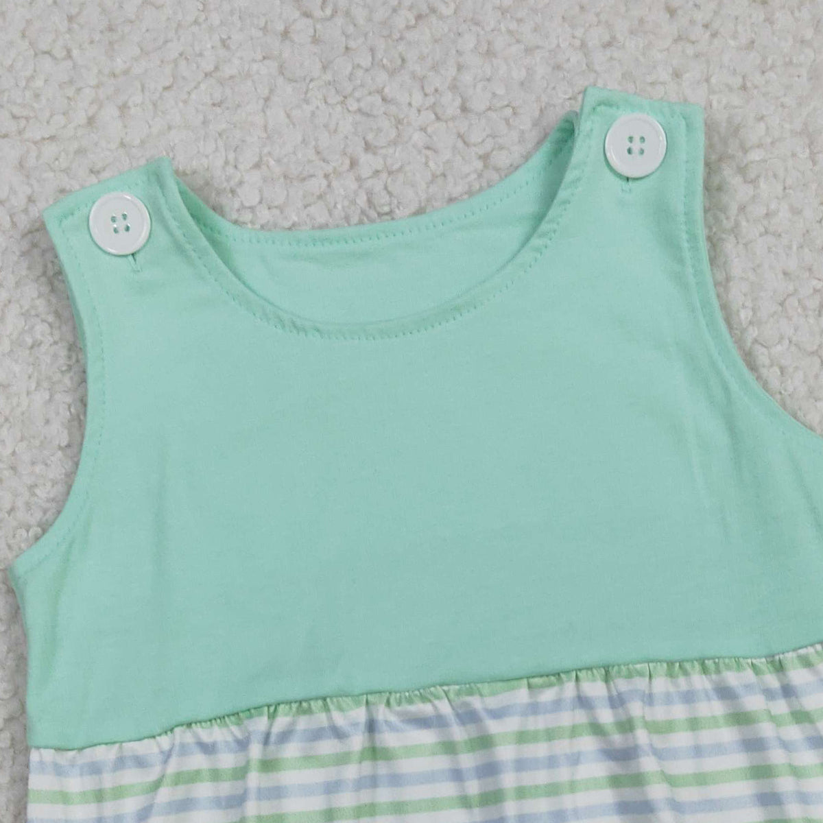 RTS NO MOQ SR3894 Baby Boys Sleeveless Green Stripe Rompers Summer Rompers Baby Clothes for Boys