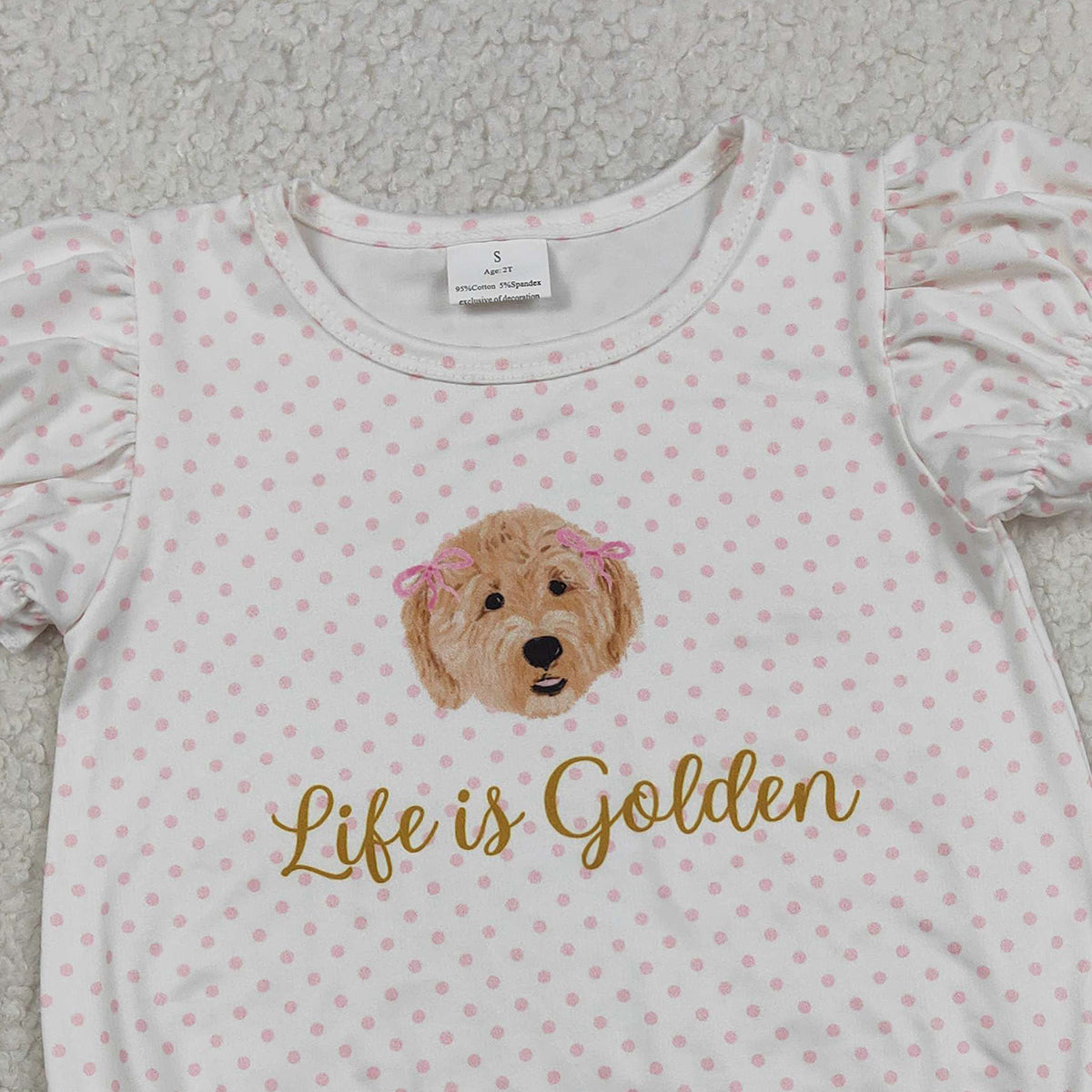 RTS NO MOQ SR3779 Baby Girls Pink Polka Dots Ruffle Rompers
