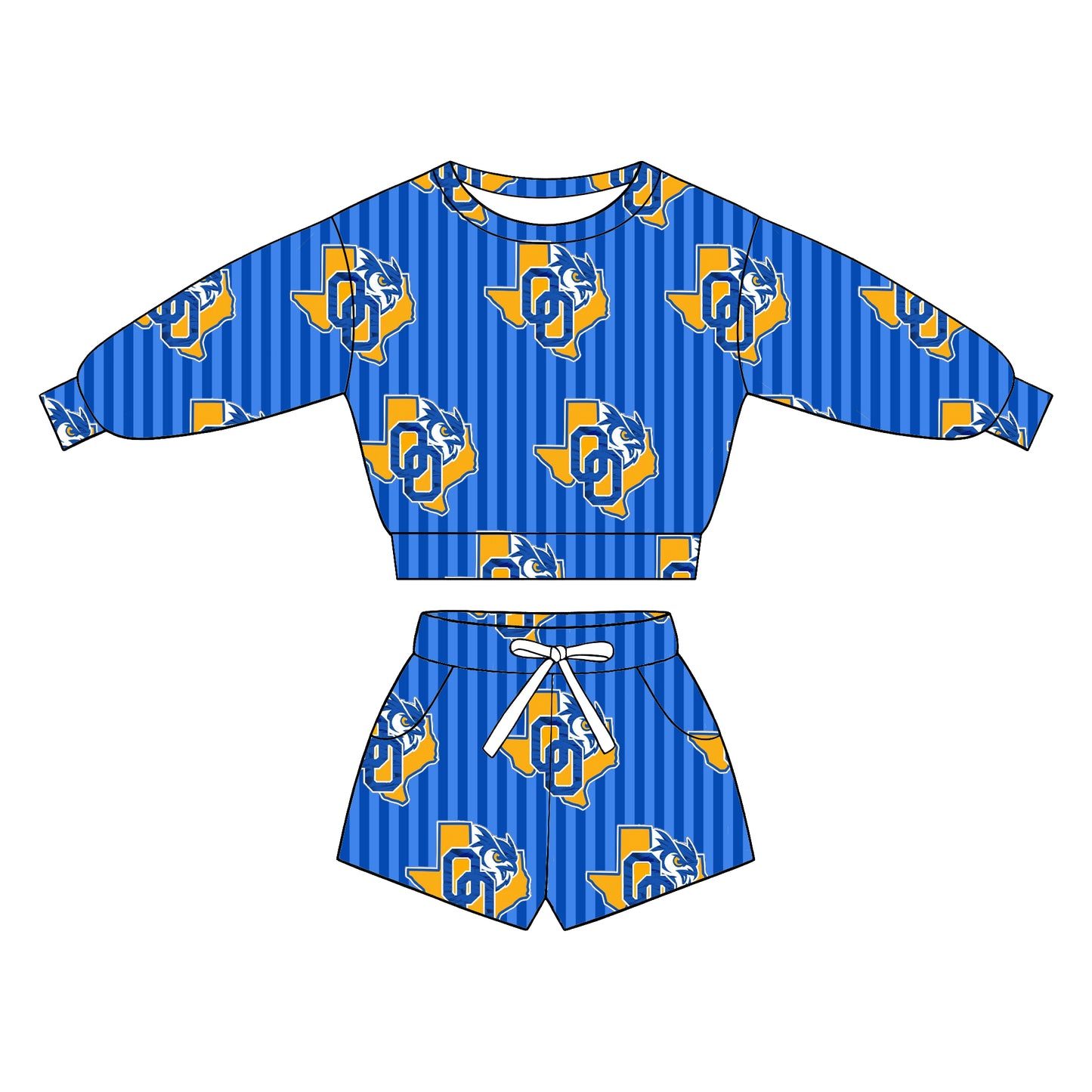 custom moq 5 mix size XY071508 Baby Kids Stripe Long Sleeve Top Drawstring Shorts Team Clothes Set
