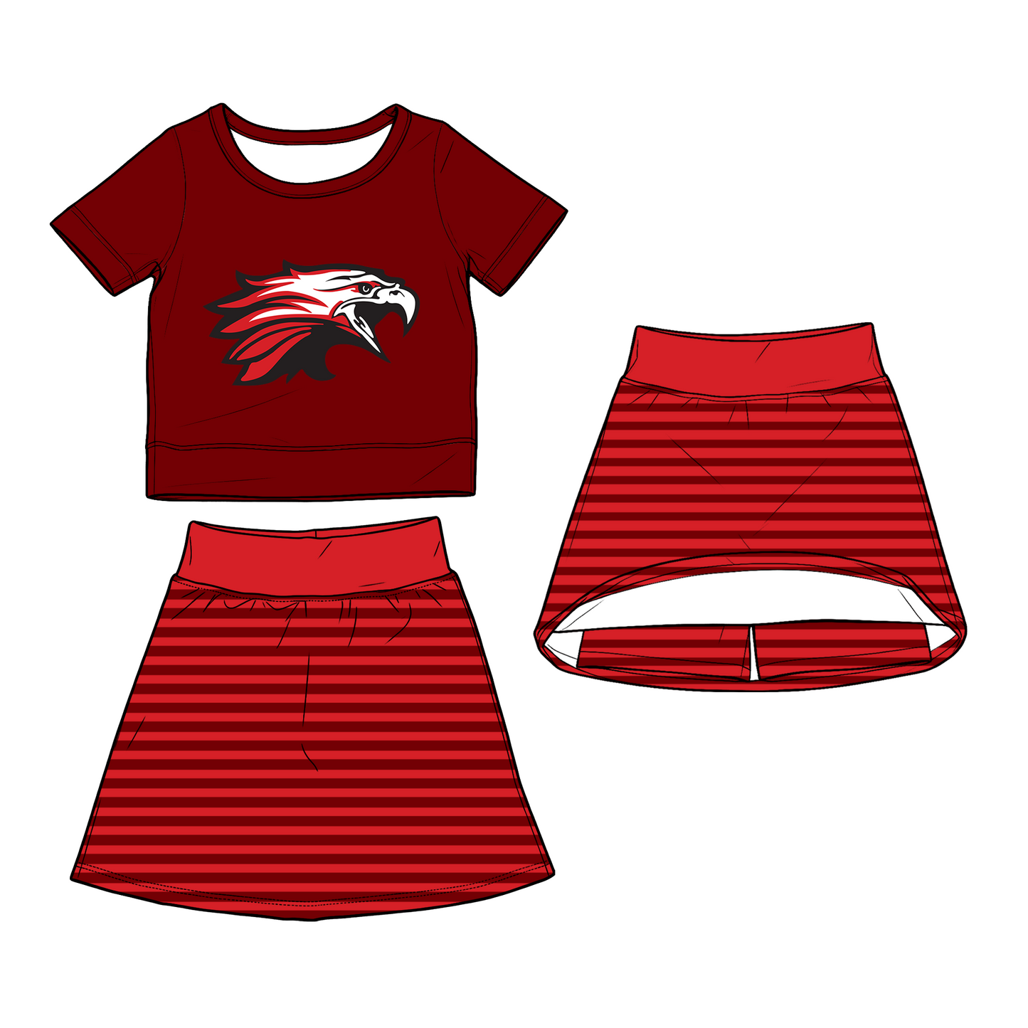 custom moq 5 mix size XY070208 Baby Girls Summer Short Sleeve Top Striped Skirt Clothes Set