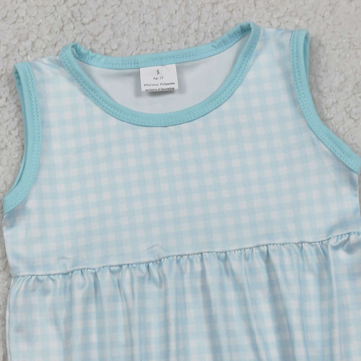 RTS NO MOQ SR3554 Baby Boys Blue Checked Rompers Sleeveless