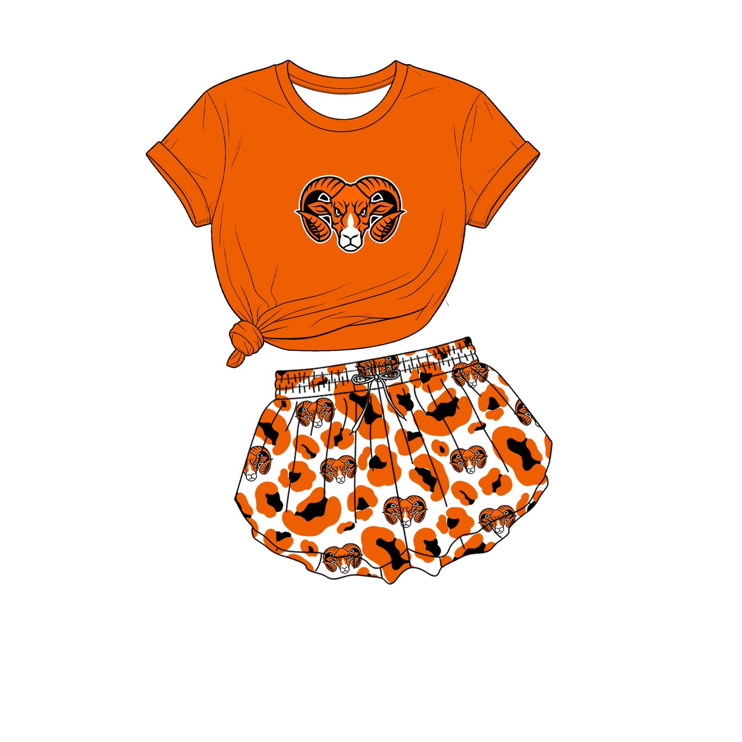 custom moq 5 mix size XY071608 Baby Girls Short Sleeve Crew Neck Top Leopard Print Yoga Shorts Team Outfit Set