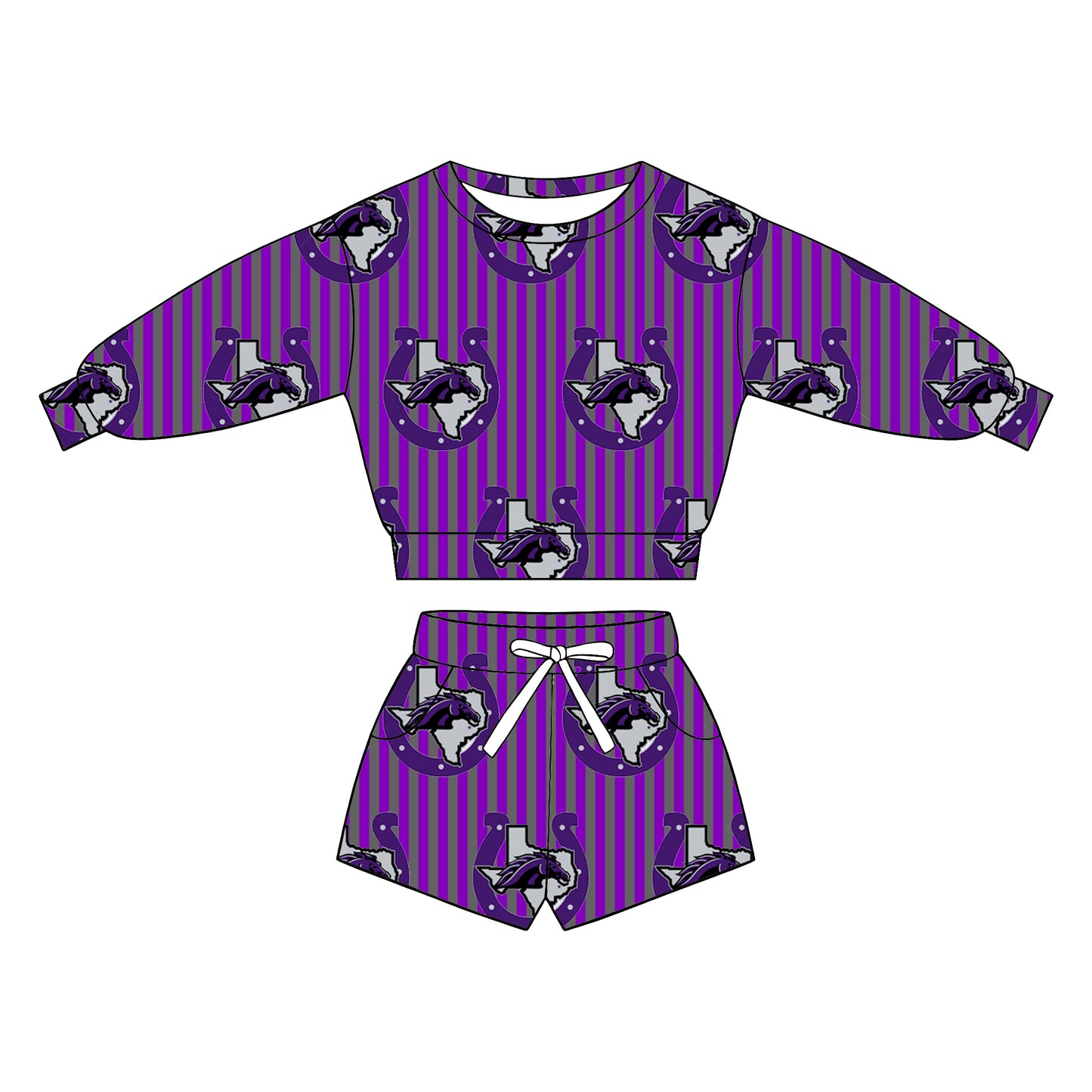 custom moq 5 mix size  XY072108 Baby Kids Stripe Long Sleeve Top Drawstring Shorts Team Casual Set