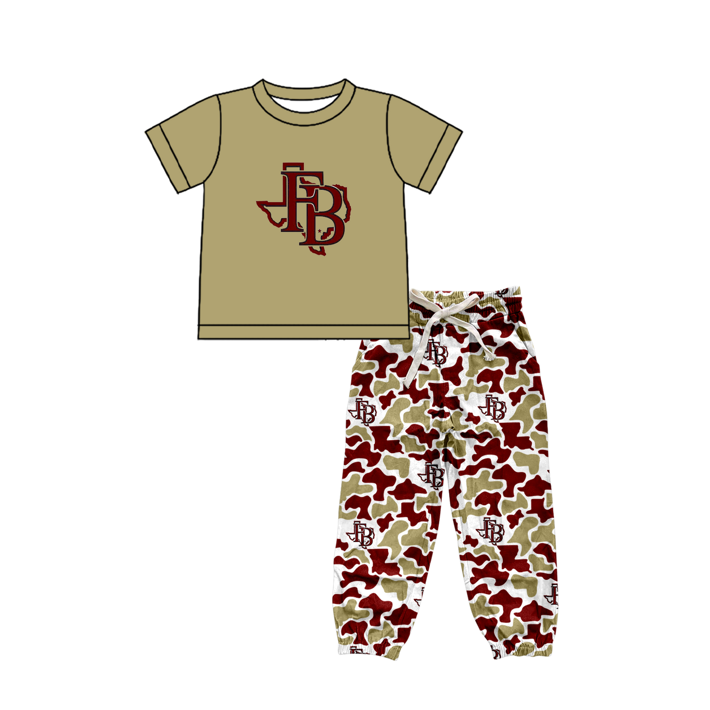 custom moq 5 mix size XY063008 Baby Boys Short Sleeve Top Camo Drawstring Pants Set
