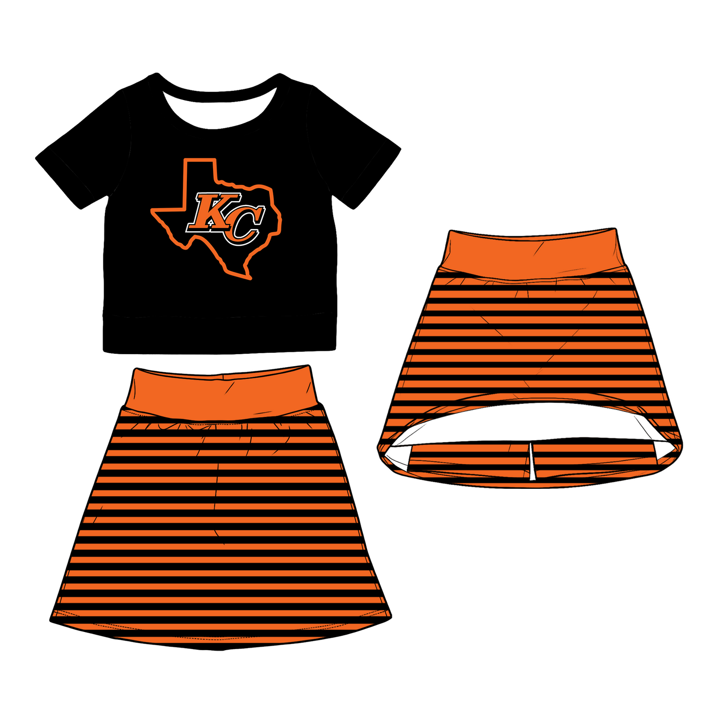 custom moq 5 mix size XY070208 Baby Girls Summer Short Sleeve Top Striped Skirt Clothes Set