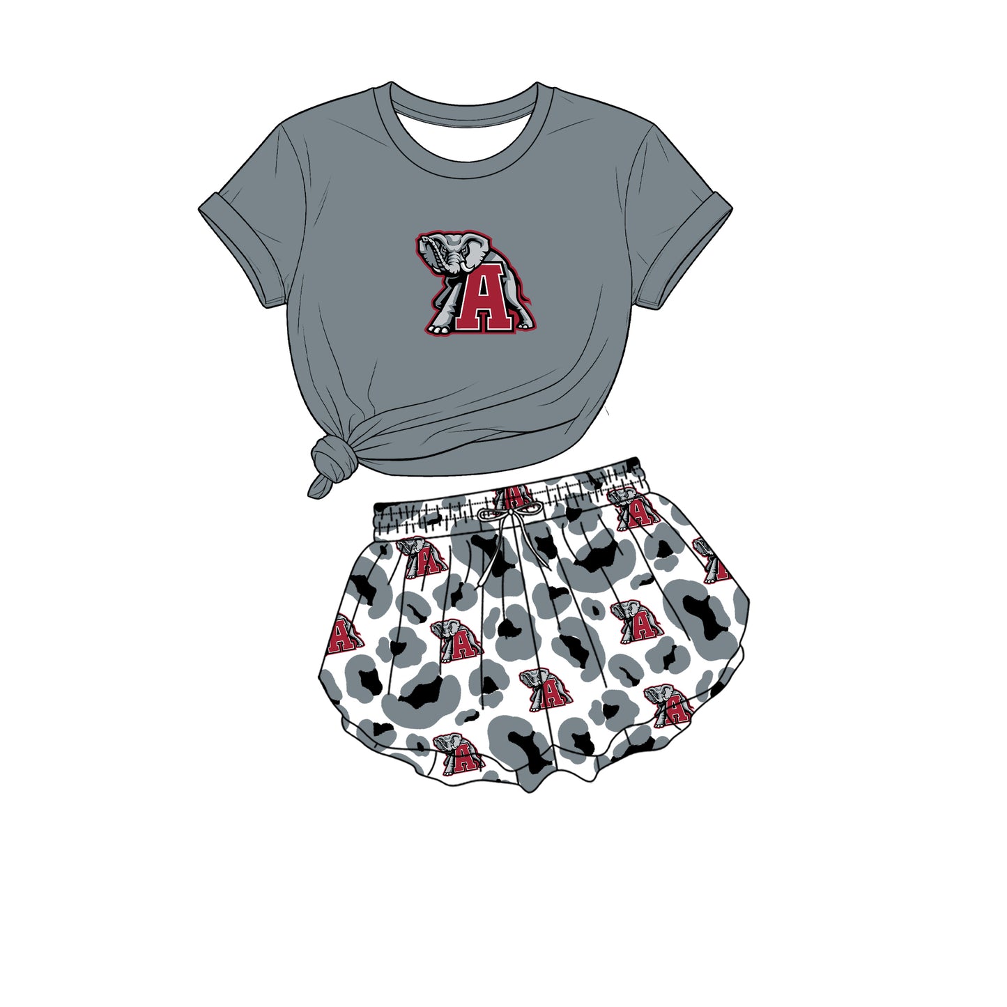 custom moq 5 mix size XY071608 Baby Girls Short Sleeve Crew Neck Top Leopard Print Yoga Shorts Team Outfit Set