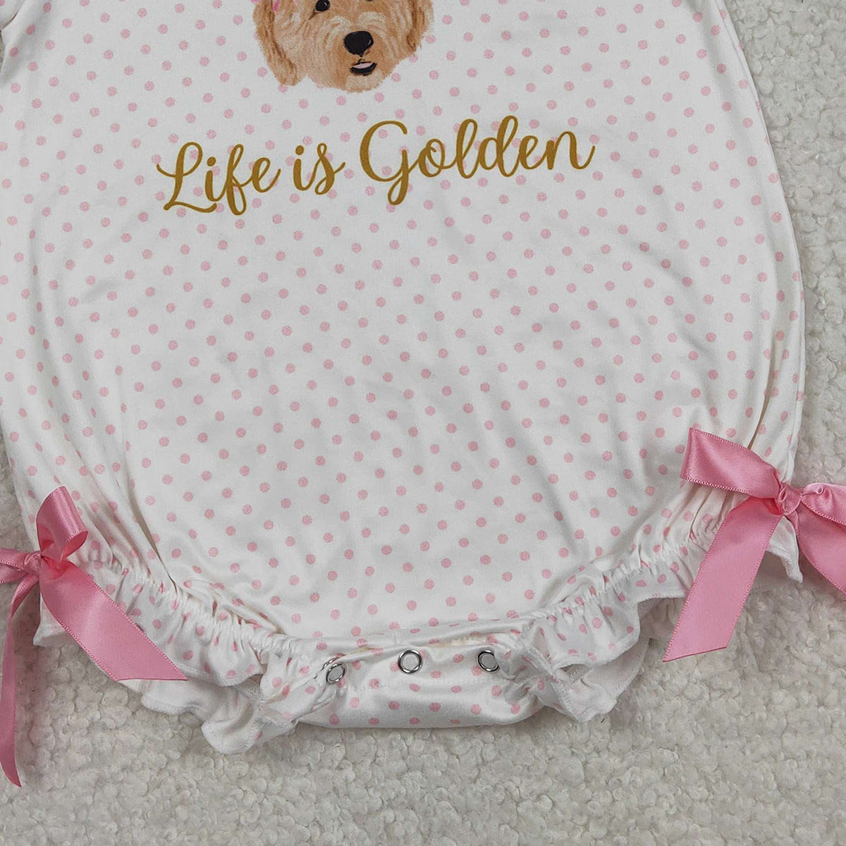 RTS NO MOQ SR3779 Baby Girls Pink Polka Dots Ruffle Rompers