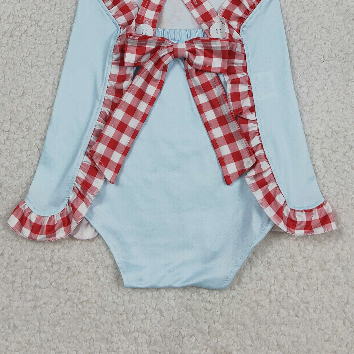 RTS NO MOQ SR3055 Baby Girls Ruffle Rompers with Strap Park Back Bows Cute Outfit