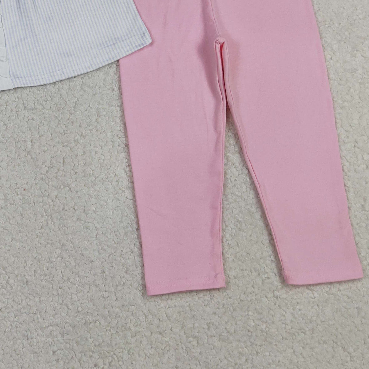 RTS NO MOQ GLP2909 Baby Girls Embroidery Bows Stripe Collar Tunic Leggings Outfit Set Cute Clothing for Infants