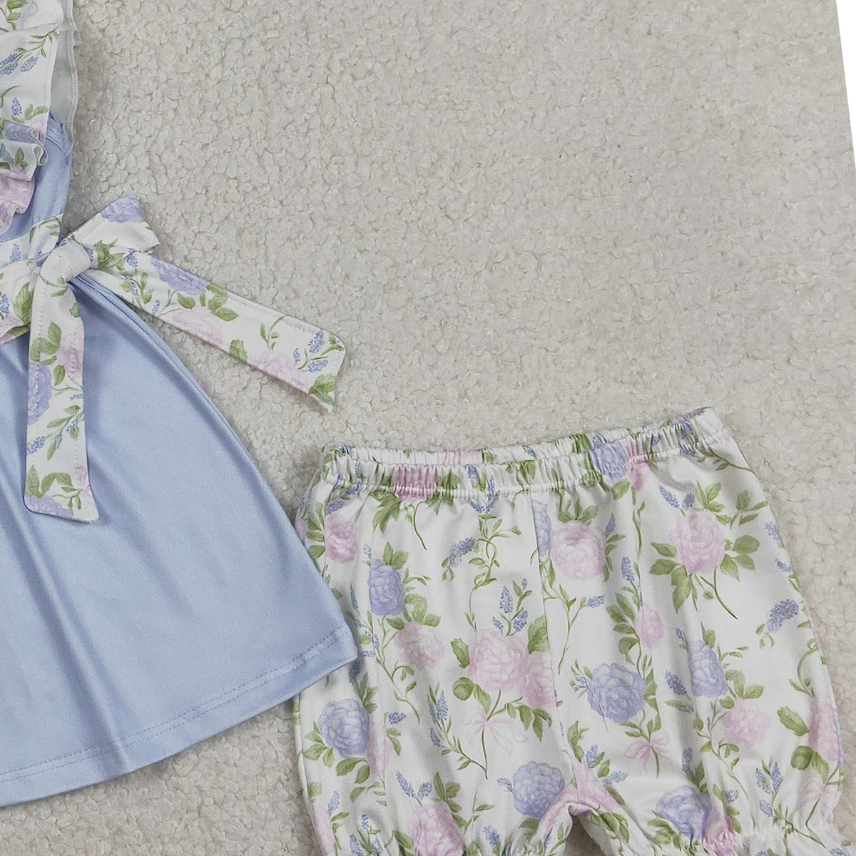 RTS NO MOQ GSSO2846 Baby Girl's Floral Tunic And Ruffle Shorts Outfit